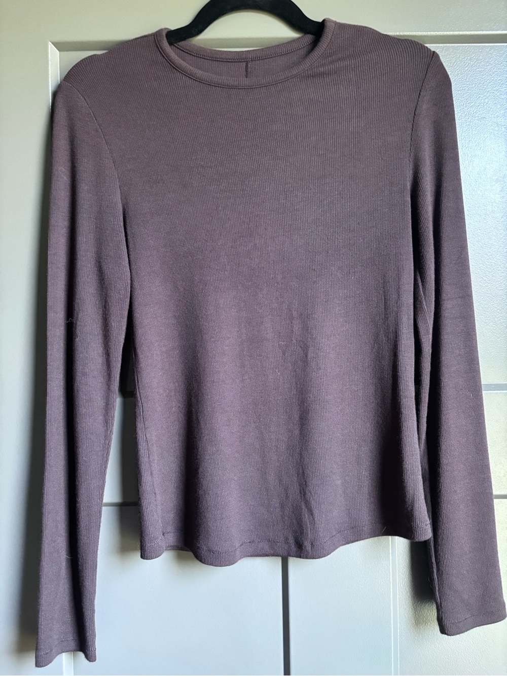 Nuuds slinky rib long sleeve expresso size medium